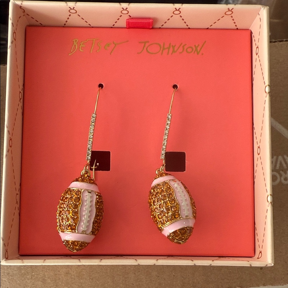 Betsey Johnson Gold and Pink Sparkle Earrings